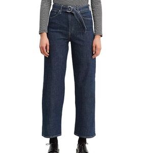 Levi’s Womens Mile High Belted Cropped Wide-Leg Jeans